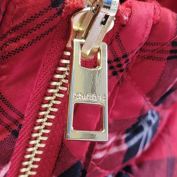 Chico's Red Plaid Reversible Diamond Quilted Insulated Vest - Picture 7 of 7